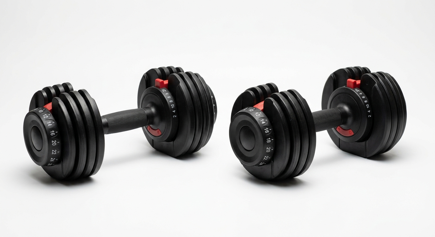Photo expert Haltères Réglables Automatiques 2-en-1 (24kg) - ExoMuscu